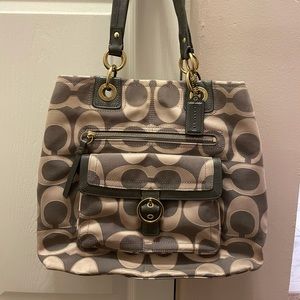 Coach gold and gray tote style F18876